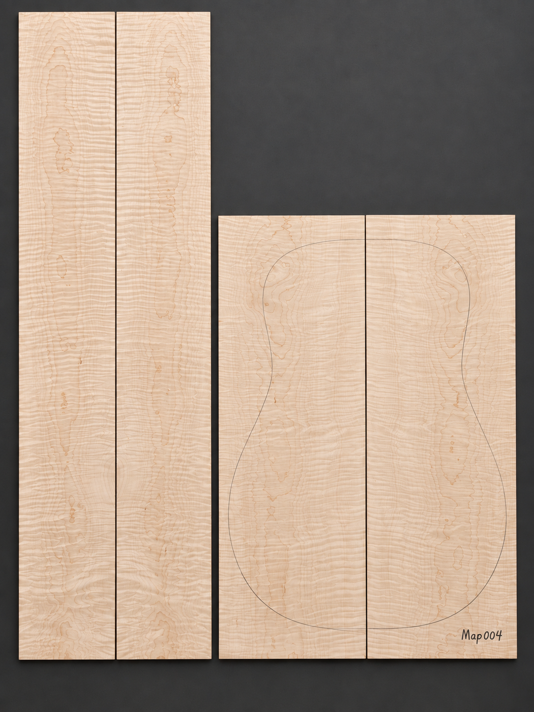 Bookmatched figured maple acoustic guitar back and side set 004