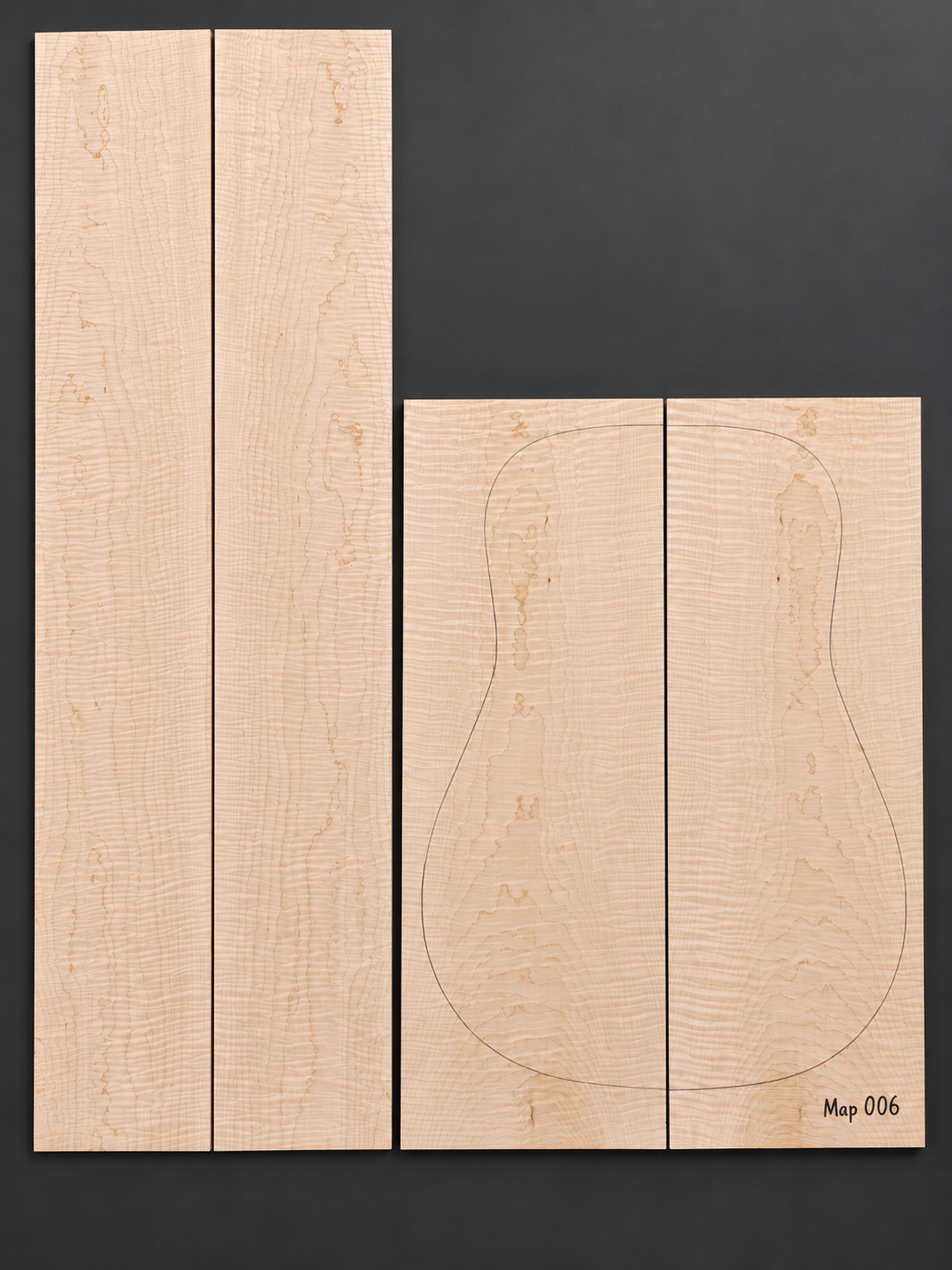 Bookmatched figured maple acoustic guitar back and side set 006