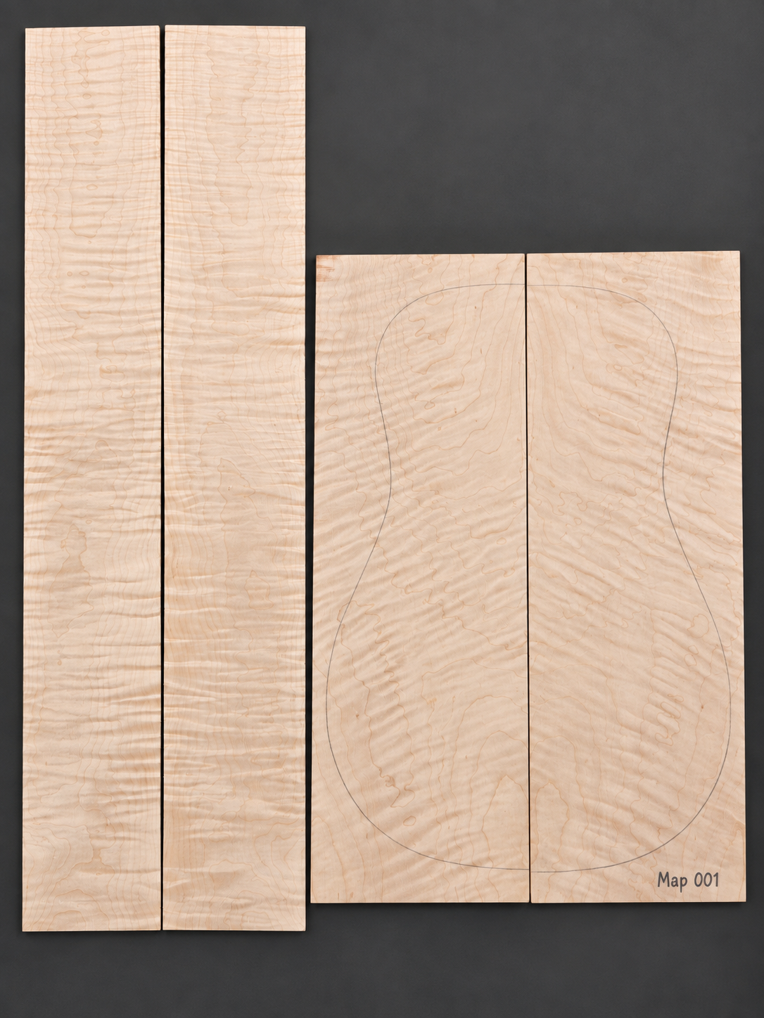 Bookmatched figured maple acoustic guitar back and side set 001