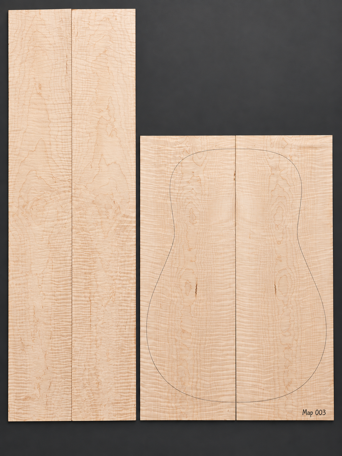 Bookmatched figured maple acoustic guitar back and side set 003